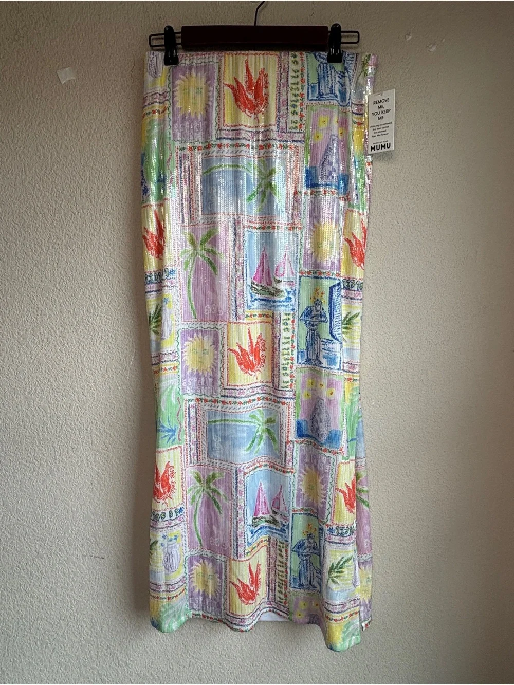 NWT Show Me Your Mumu Sunlight Summer Patchwork Full Sequin Midi Maxi Skirt M